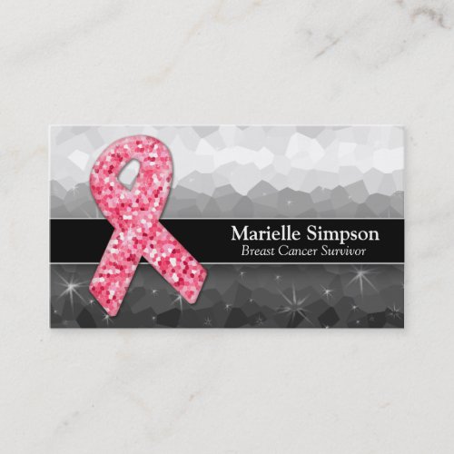 Hot Pink Glitter Breast Cancer Survivor Coach Business Card