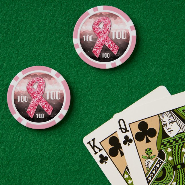 Hot Pink Glitter Breast Cancer Survivor Coach Poker Chips (Poker Table (Double))