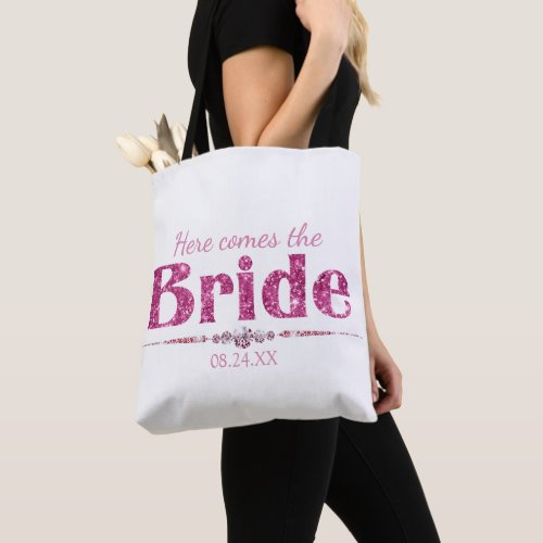 Hot Pink Glitter Bride and Diamonds Tote Bag