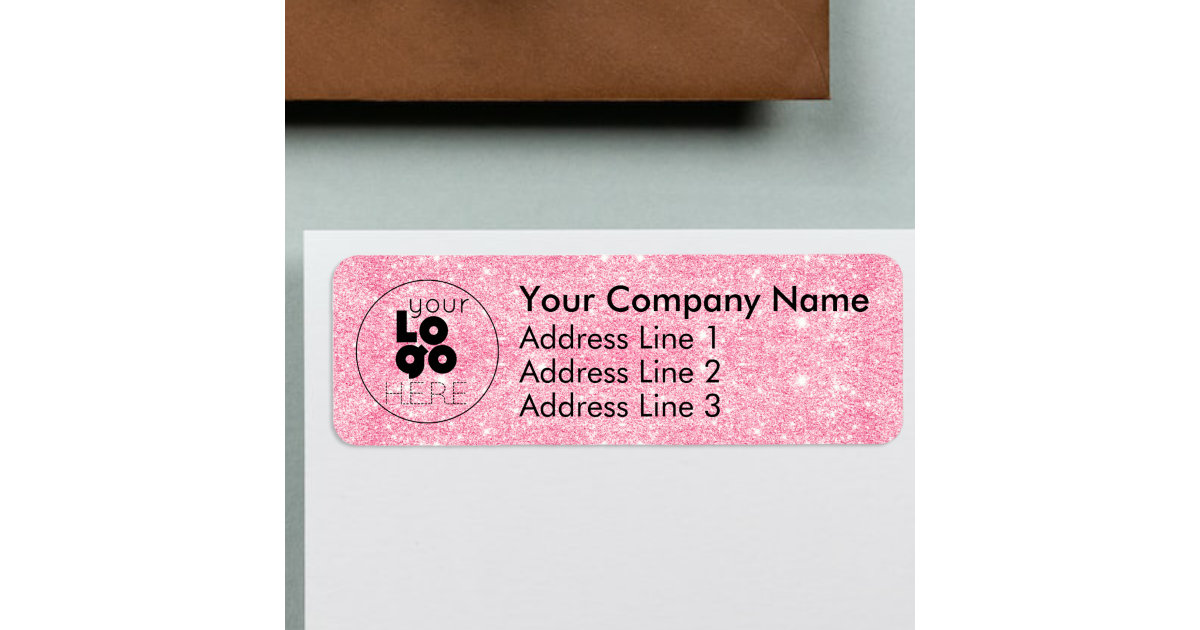 Elegant Script Blush Pink Glitter Return Address Label, Zazzle