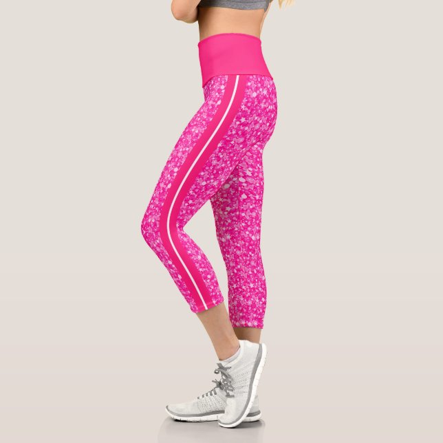 Hot Pink Glitter Capri Leggings (Left)