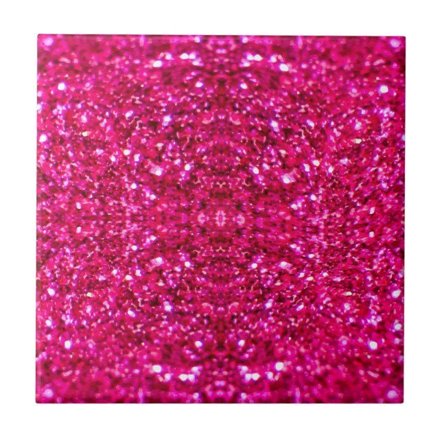 hot pink glitter ceramic tile (Front)