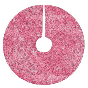 Hot Pink Glitter Christmas Magic Survivor Sparkle Brushed Polyester Tree Skirt