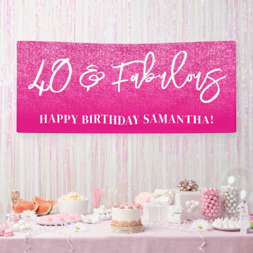 Hot Pink Glitter Color Block 40 and Fabulous Banner