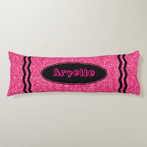 Hot Pink Glitter Crayon Custom Name Body Pillow