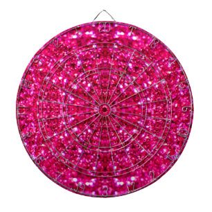 hot pink glitter dartboard with darts
