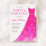 Hot Pink Glitter Dress 40th Birthday Party  Invitation<br><div class="desc">Hot Pink Glitter Dress 40th Birthday Party Invitation
Variations to the invitation and matching items in our store</div>