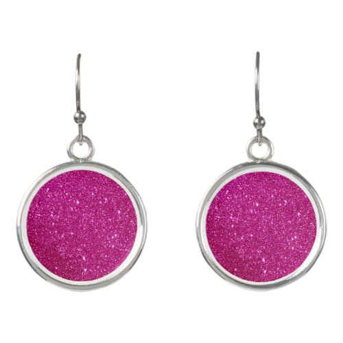 Hot Pink Glitter Earrings