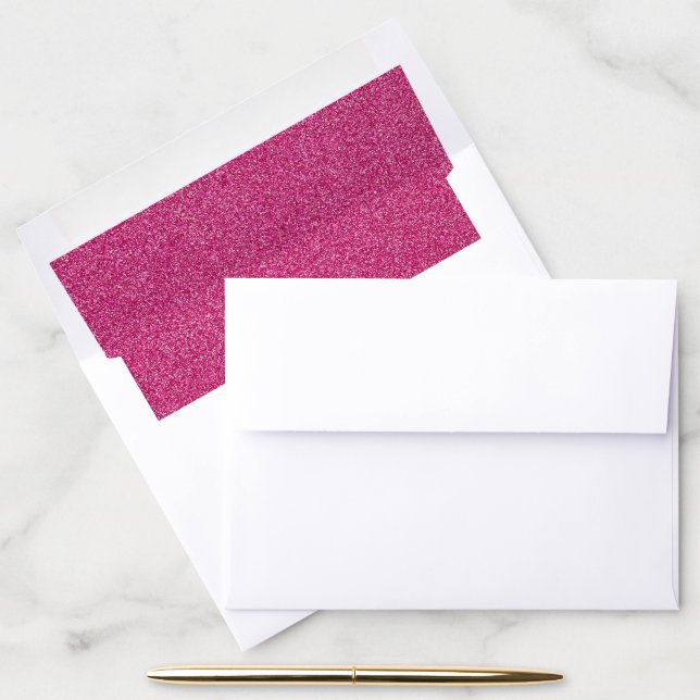 Hot Pink Glitter Envelope Liners (Desk)
