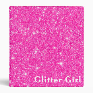 Hot Pink Glitter Girl Show Your Glamours Sparkle Binder