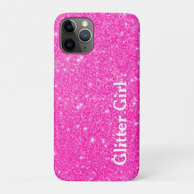 Hot Pink Glitter Girl Show Your Glamours Sparkle Case-Mate iPhone Case (Back)