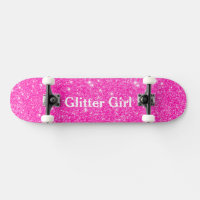 Hot Pink Glitter Girl Show Your Glamours Sparkle Skateboard