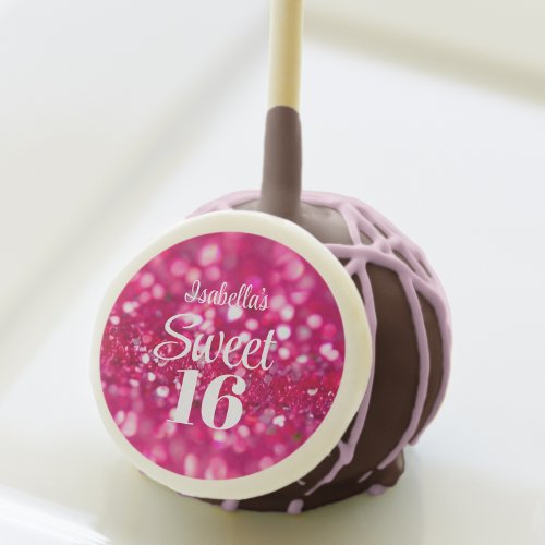 Hot Pink Glitter Glam Sweet 16 Birthday Cake Pops