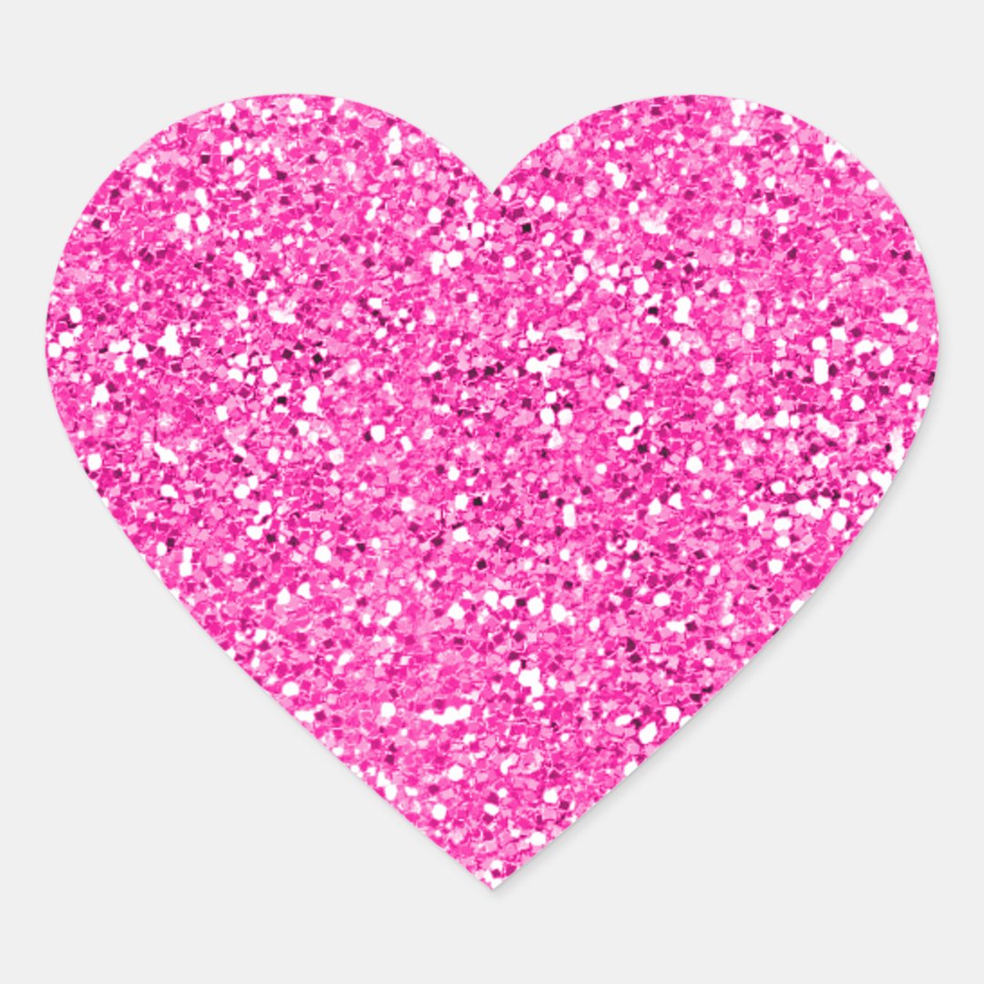 Hot Pink Glitter Heart Sticker Zazzle