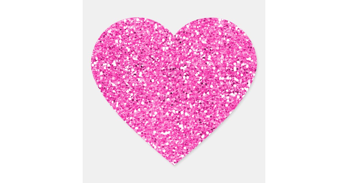 hot pink glitter heart sticker zazzlecom
