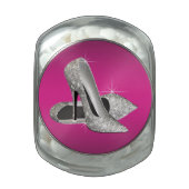 Hot Pink Glitter High Heels Birthday Party Candy Glass Candy Jar (Top)