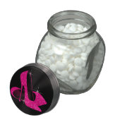 Hot Pink Glitter High Heels Birthday Party Candy Glass Candy Jar (Opened)