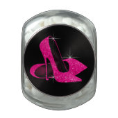 Hot Pink Glitter High Heels Birthday Party Candy Glass Candy Jar (Top)