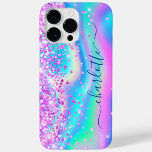 Hot Pink Glitter Iridescent Glam Girly Signature Case-Mate iPhone 14 Pro Max Case