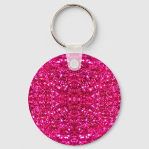 hot pink glitter keychain