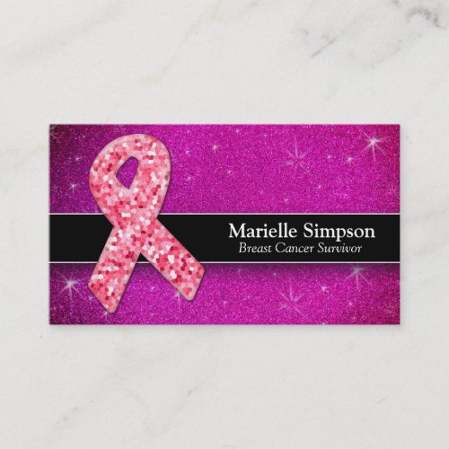 Hot Pink Glitter Life Coach Survivor Breast Cancer Business Card