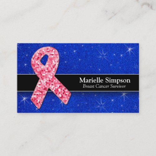 Hot Pink Glitter Life Coach Survivor Breast Cancer Business Card