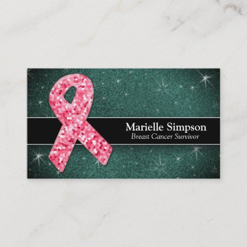 Hot Pink Glitter Life Coach Survivor Breast Cancer Business Card