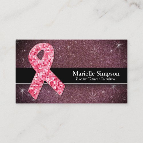 Hot Pink Glitter Life Coach Survivor Breast Cancer Business Card