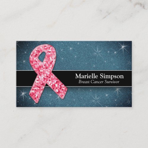 Hot Pink Glitter Life Coach Survivor Breast Cancer Business Card