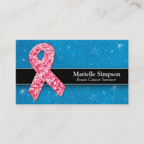 Hot Pink Glitter Life Coach Survivor Breast Cancer Business Card