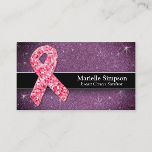 Hot Pink Glitter Life Coach Survivor Breast Cancer Business Card