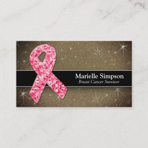 Hot Pink Glitter Life Coach Survivor Breast Cancer Business Card