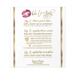 Hot Pink Glitter Lip 💋 Instructions on White Notepad