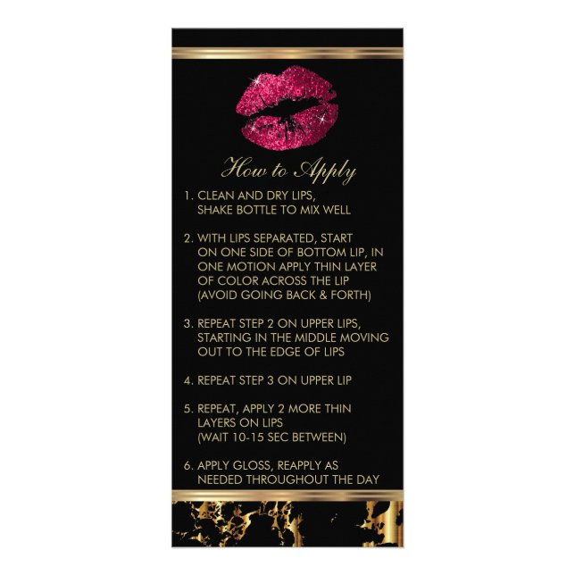Hot Pink Glitter Lip 💋 Instructions Rack Card (Front)