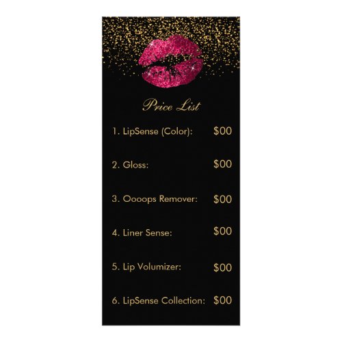 Hot Pink Glitter Lip Price List Rack Card