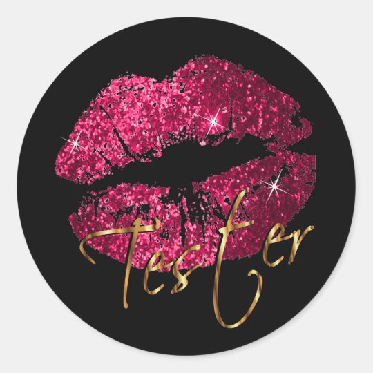 card round table gift Lips Round  Sticker 2 Tester Pink Hot Classic  Glitter