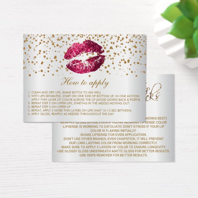 Hot Pink Glitter Lips Application Instructions (Desk)