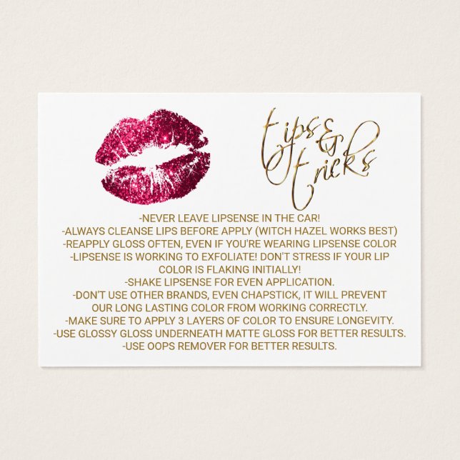 Hot Pink Glitter Lips Application Instructions (Back)