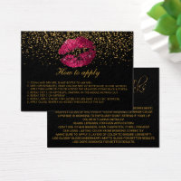 Hot Pink Glitter Lips Application Instructions Business Card
