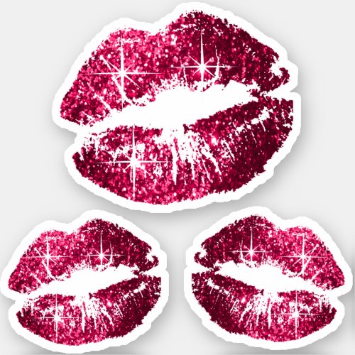 Hot Pink Glitter Lips _ Kiss_Cut Sticker