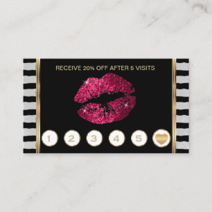 Hot Pink Glitter Lips Loyalty with Stripes