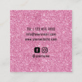 Hot Pink Glitter Lips Modern Makeup Artist Square Business Card (Back)
