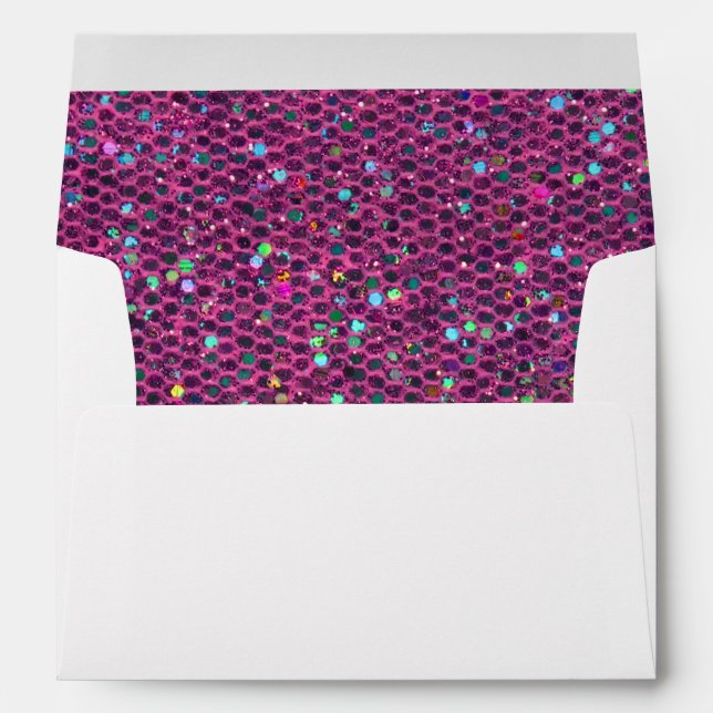 Hot Pink Glitter Look Envelope (Back (Bottom))