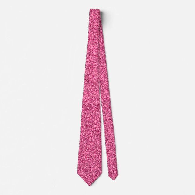 Hot Pink Glitter Metallic Print Wedding Groomsmen Neck Tie (Front)