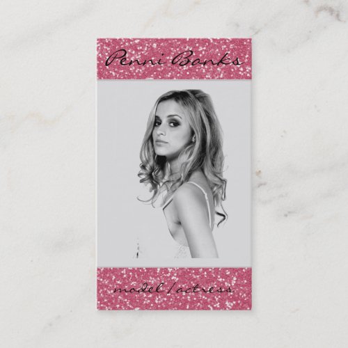Hot Pink Glitter Model Actress Business Cards