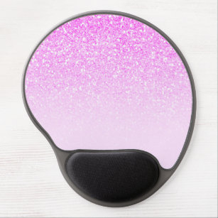 Hot Pink Glitter Modern Trendy Glam Glamour Gel Mouse Pad