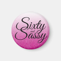 Hot Pink Glitter Ombre 60 and Sassy 60th Birthday