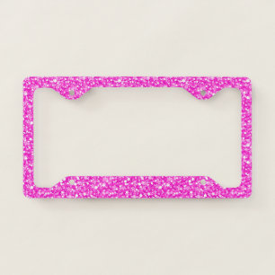 Hot pink glitter pattern license plate frame