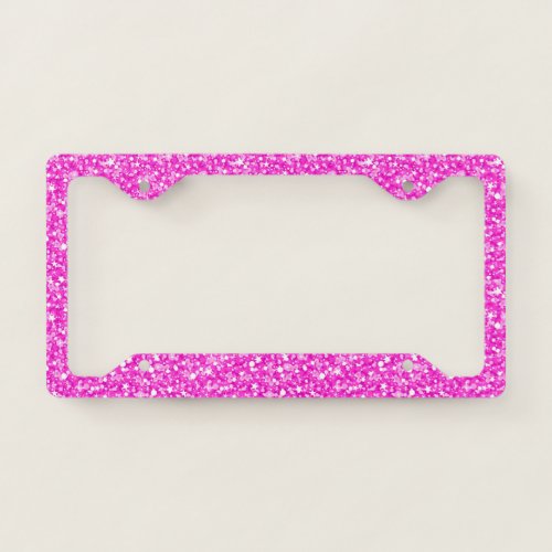 Hot pink glitter pattern license plate frame