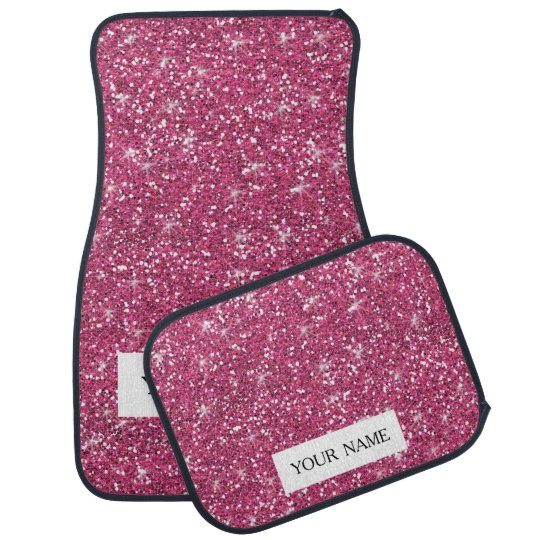 Hot Pink Glitter Printed Car Floor Mat